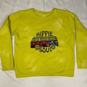 Upcycled Hippie/Boho Embroidered 'Hippie Soul" Sweatshirt Med Distressed